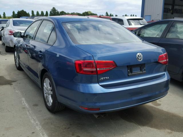 3VW2K7AJ6FM237355 - 2015 VOLKSWAGEN JETTA BASE Կապույտ լուսանկար 3