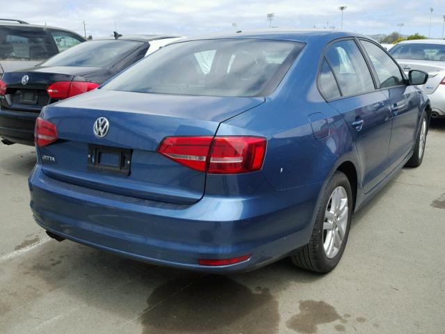 3VW2K7AJ6FM237355 - 2015 VOLKSWAGEN JETTA BASE Կապույտ լուսանկար 4