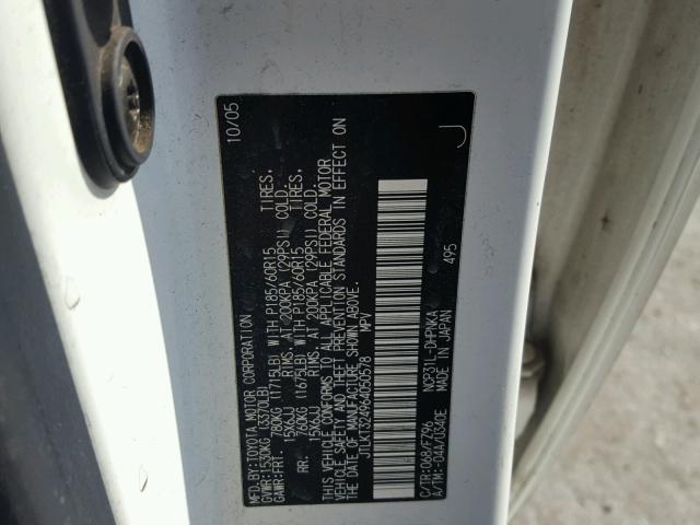 JTLKT324964050578 - 2006 TOYOTA SCION XB WHITE photo 10