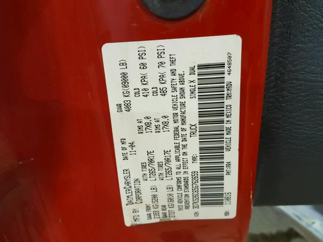 3D7KS26C65G762659 - 2005 DODGE RAM 2500 S RED photo 10