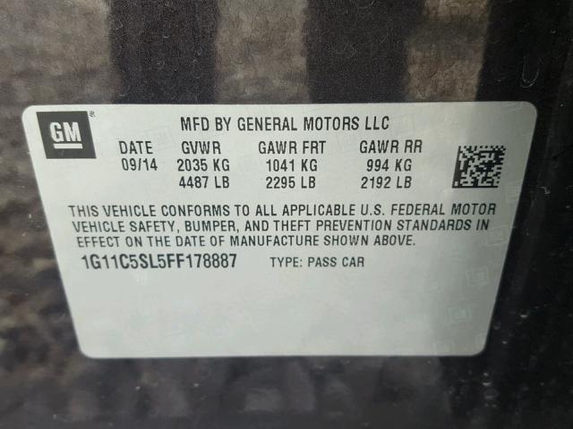 1G11C5SL5FF178887 - 2015 CHEVROLET MALIBU 1LT MAROON photo 10