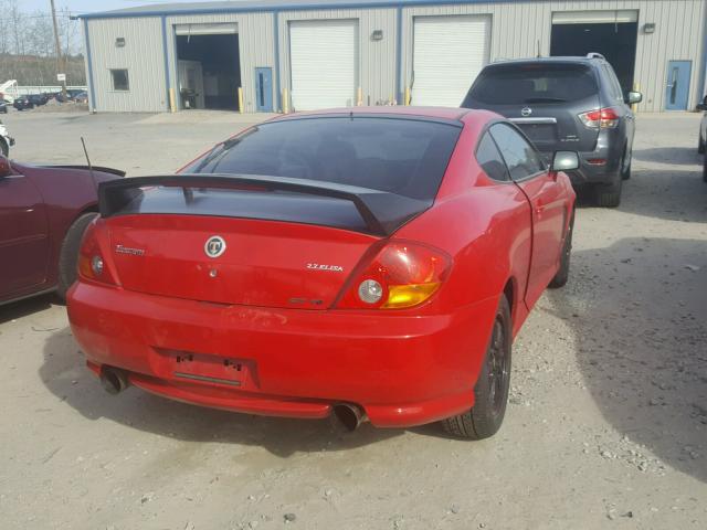 KMHHN65F74U127570 - 2004 HYUNDAI TIBURON GT RED photo 4