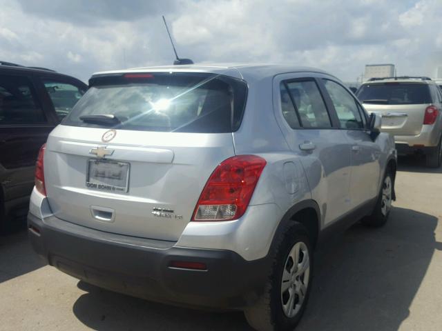 3GNCJKSB8FL253249 - 2015 CHEVROLET TRAX LS SILVER photo 4