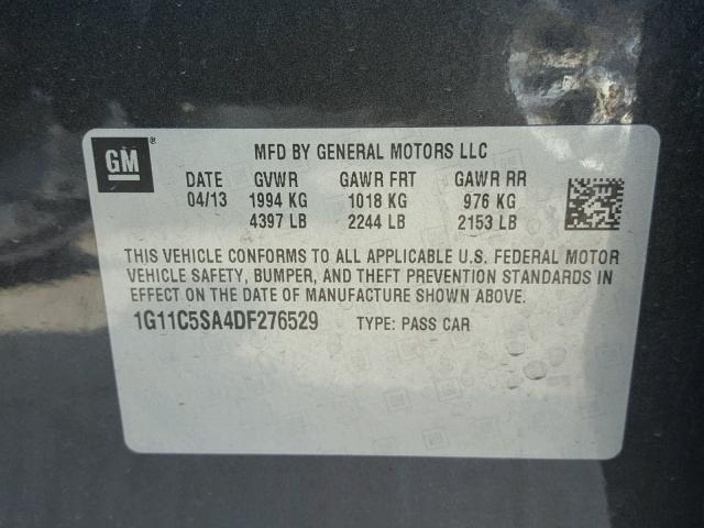 1G11C5SA4DF276529 - 2013 CHEVROLET MALIBU 1LT 金色 照片 10