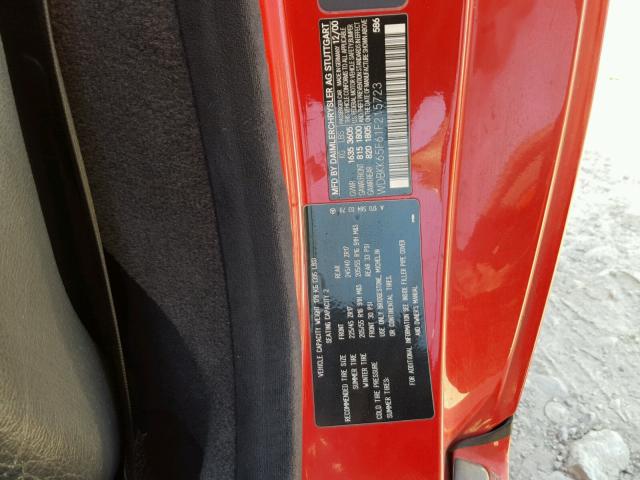 WDBKK65F61F215723 - 2001 MERCEDES-BENZ SLK 320 RED photo 10