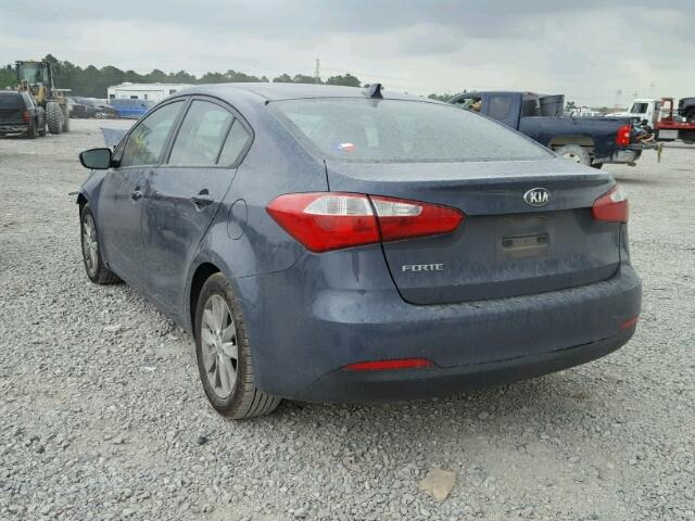 KNAFX4A65E5098384 - 2014 KIA FORTE LX BLUE photo 3