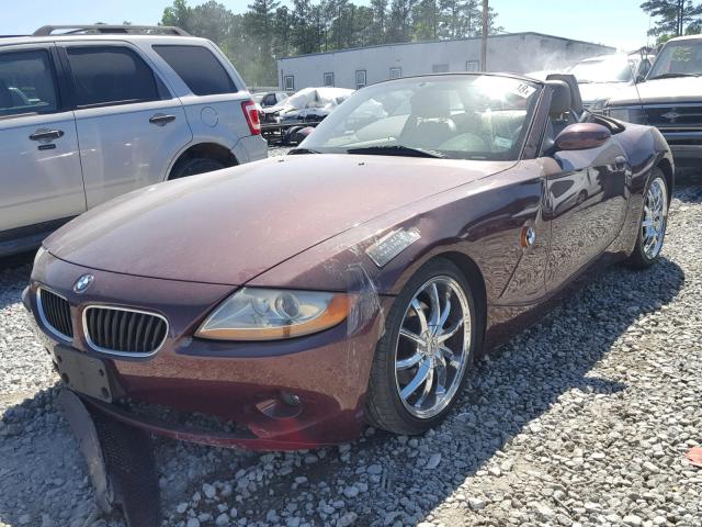 4USBT53433LT21975 - 2003 BMW Z4 3.0 BURGUNDY photo 2