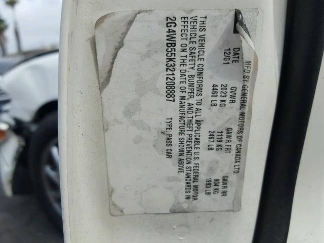 2G4WB55K321208887 - 2002 BUICK REGAL LS 白色 照片 10