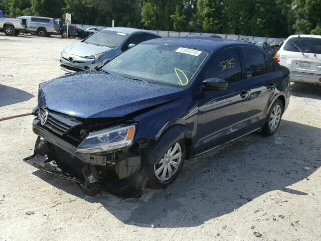 3VW2K7AJXEM375284 - 2014 VOLKSWAGEN JETTA BASE Կապույտ լուսանկար 2