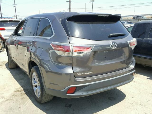 5TDZKRFH2FS112940 - 2015 TOYOTA HIGHLANDER GRAY photo 3