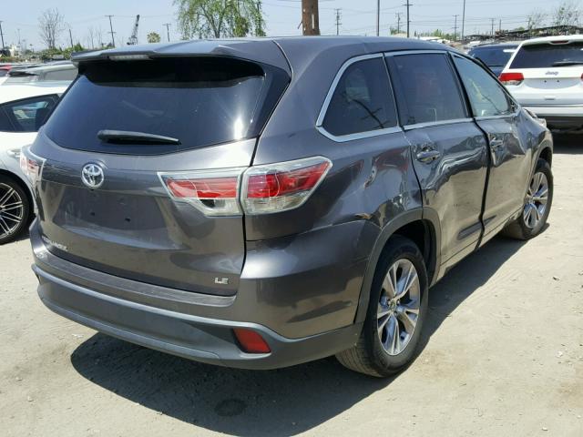5TDZKRFH2FS112940 - 2015 TOYOTA HIGHLANDER GRAY photo 4