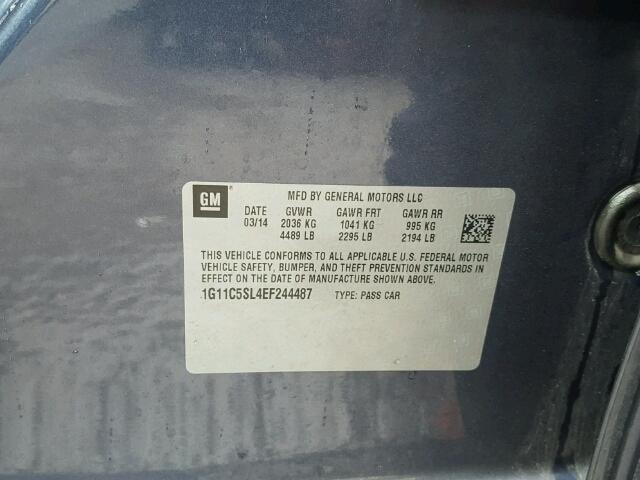 1G11C5SL4EF244487 - 2014 CHEVROLET MALIBU 1LT 蓝色 照片 10