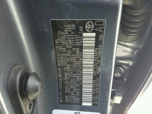 2T1BPRHE1FC258731 - 2015 TOYOTA COROLLA EC 灰色 照片 10