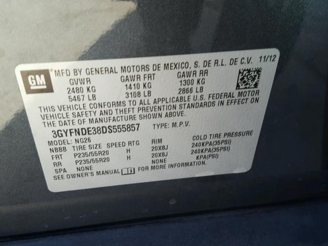 3GYFNDE38DS555857 - 2013 CADILLAC SRX PERFOR 灰色 照片 10