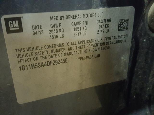 1G11H5SA4DF292456 - 2013 CHEVROLET MALIBU LTZ 蓝色 照片 10