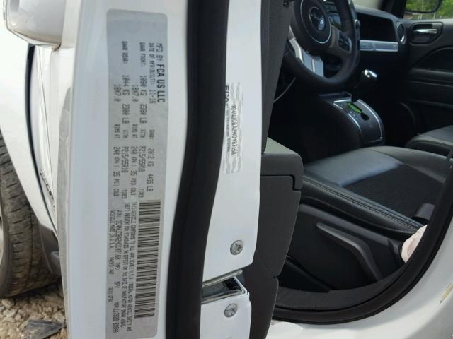 1C4NJCBA2HD187160 - 2017 JEEP COMPASS SP WHITE photo 10