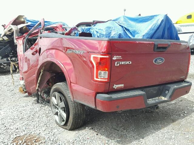 1FTEW1CF2GKF17650 - 2016 FORD F150 MAROON photo 3