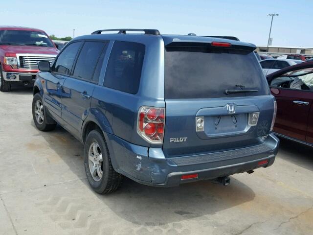 5FNYF28656B047217 - 2006 HONDA PILOT EX BLUE photo 3