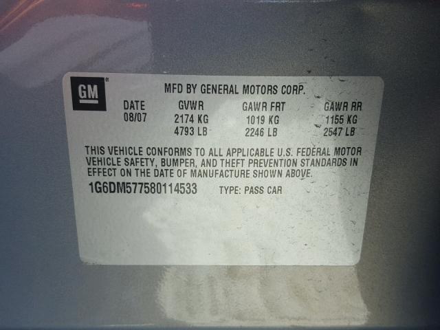 1G6DM577580114533 - 2008 CADILLAC CTS BLUE photo 10