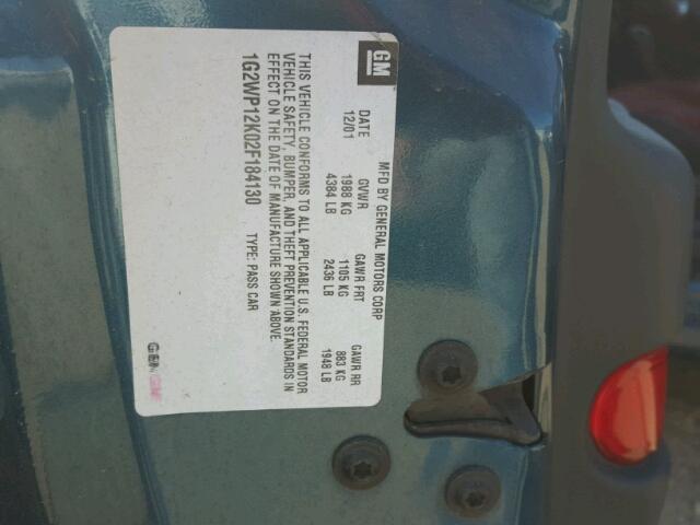 1G2WP12K02F184130 - 2002 PONTIAC GRAND PRIX Mavi foto 10