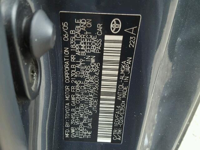 JTKDE177360074395 - 2006 TOYOTA SCION TC 灰色 照片 10