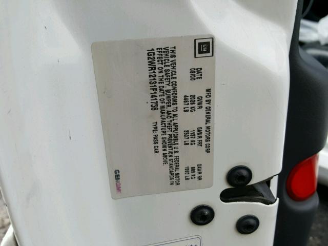 1G2WR12131F141756 - 2001 PONTIAC GRAND PRIX Ağ foto 10