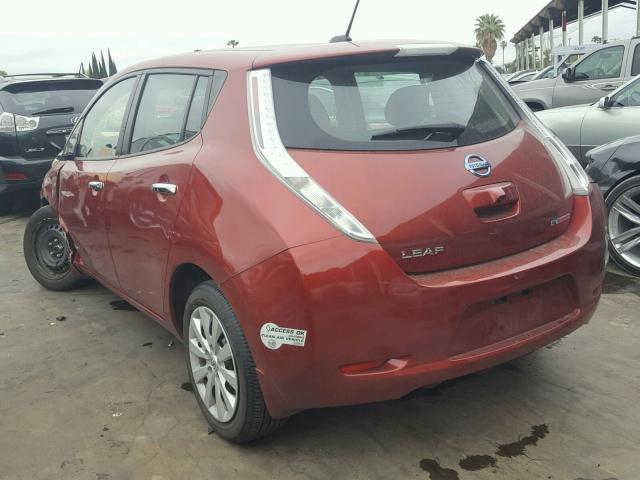 1N4AZ0CP2FC326303 - 2015 NISSAN LEAF S RED photo 3