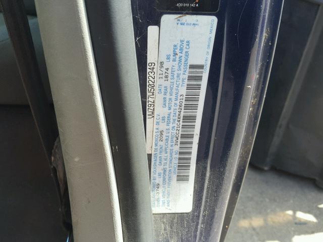 3VWCC21C4XM426013 - 1999 VOLKSWAGEN NEW BEETLE 蓝色 照片 10