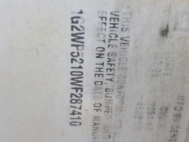 1G2WP5210WF287410 - 1998 PONTIAC GRAND PRIX SILVER photo 10