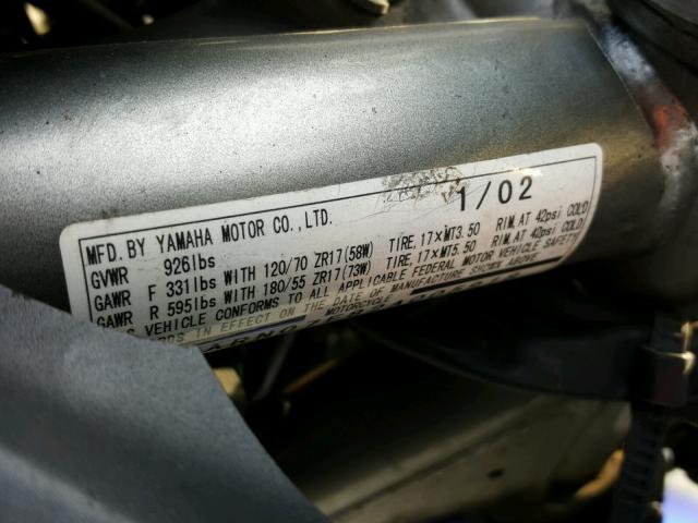 JYARN07E82A005918 - 2002 YAMAHA FZS10 BLUE photo 10