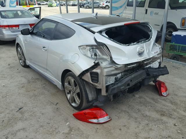 KMHTC6AE4EU191001 - 2014 HYUNDAI VELOSTER T SILVER photo 3