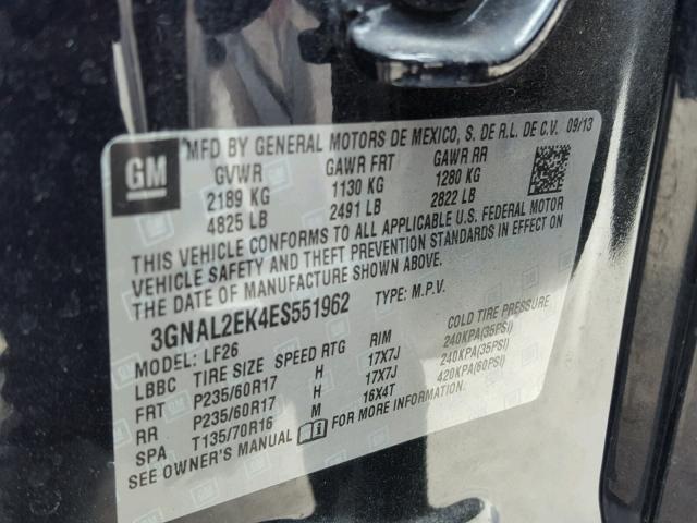 3GNAL2EK4ES551962 - 2014 CHEVROLET CAPTIVA LS 黑色 照片 10