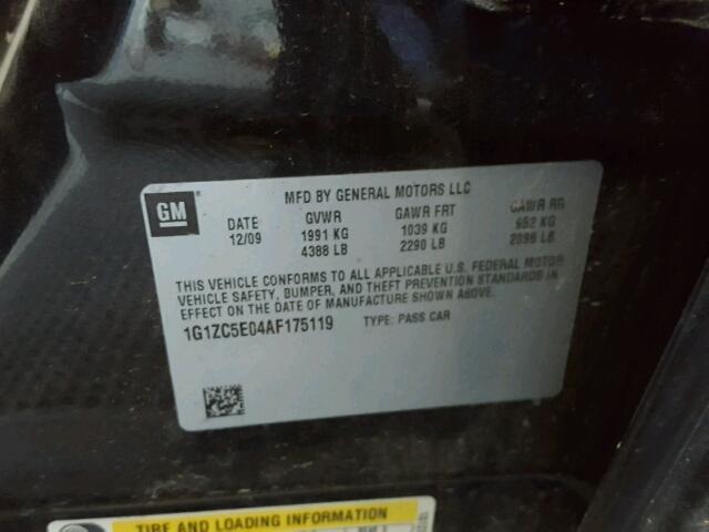 1G1ZC5E04AF175119 - 2010 CHEVROLET MALIBU 1LT 黑色 照片 10