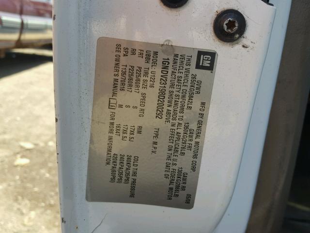 1GNDV23198D200292 - 2008 CHEVROLET UPLANDER L თეთრი ფოტო 10