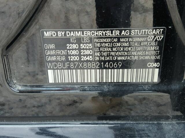 WDBUF87X88B214069 - 2008 MERCEDES-BENZ E 350 4MAT BLACK photo 10