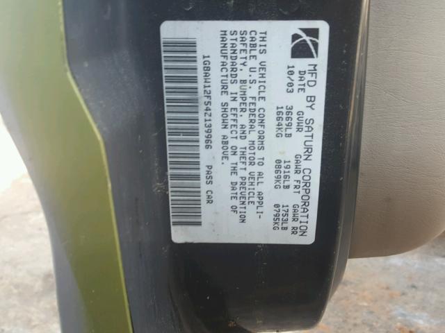 1G8AW12F54Z139966 - 2004 SATURN ION LEVEL GRAY photo 10