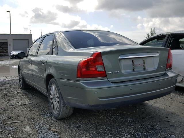 YV1TS592661439399 - 2006 VOLVO S80 2.5T GREEN photo 3