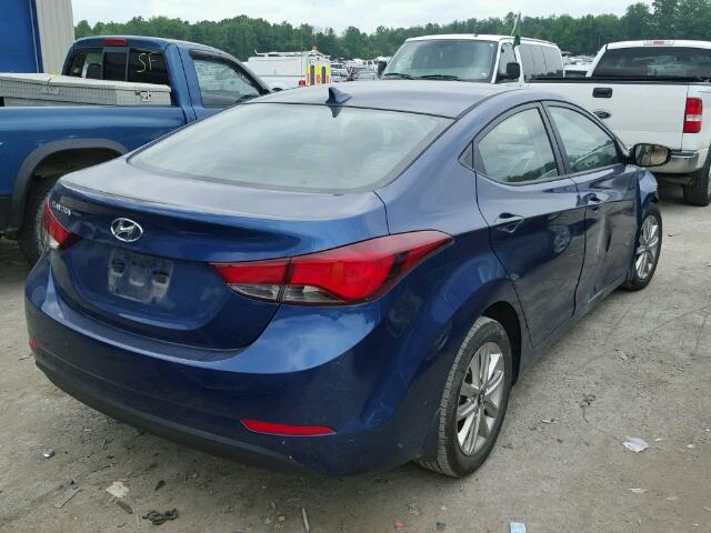 5NPDH4AE1FH569088 - 2015 HYUNDAI ELANTRA SE BLUE photo 4