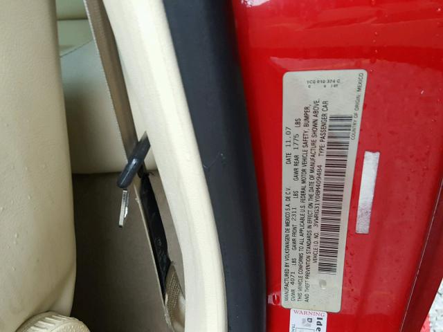 3VWRG31Y08M409484 - 2008 VOLKSWAGEN NEW BEETLE 红色 照片 10