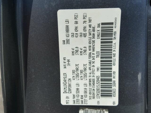 1D7KS28D15J528465 - 2005 DODGE RAM 2500 S GRAY photo 10