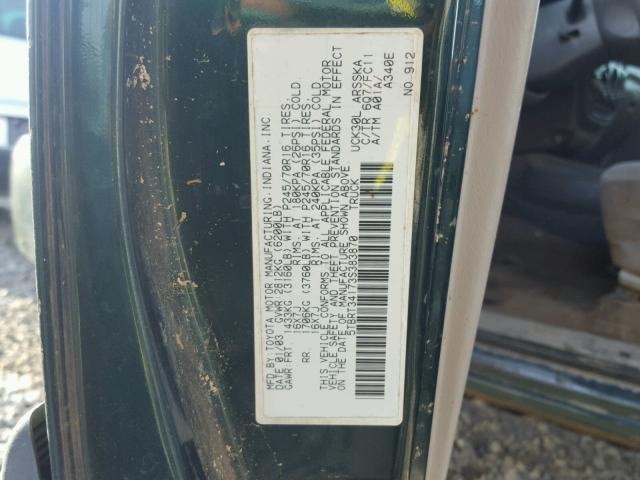 5TBRT34173S383870 - 2003 TOYOTA TUNDRA ACC GREEN photo 10