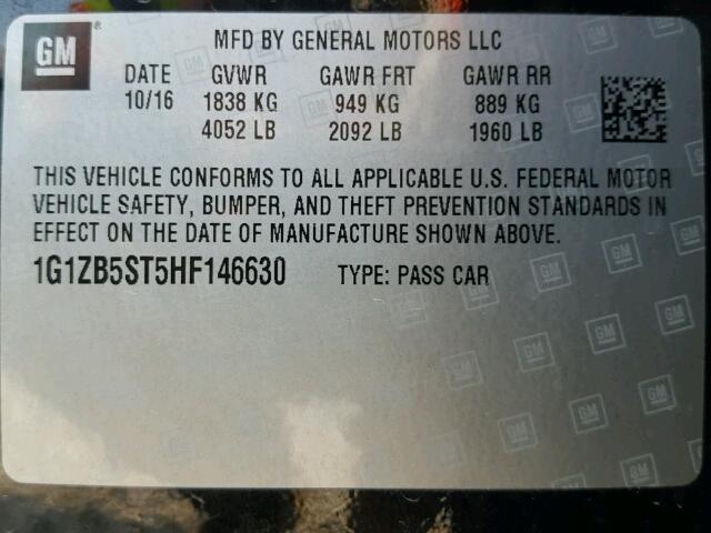 1G1ZB5ST5HF146630 - 2017 CHEVROLET MALIBU LS Qara foto 10