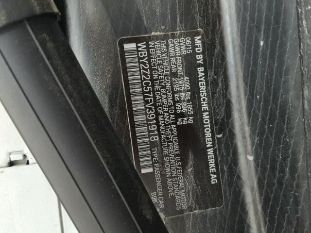 WBY2Z2C57FV391918 - 2015 BMW I8 WHITE photo 10