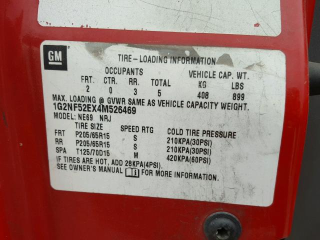 1G2NF52EX4M526469 - 2004 PONTIAC GRAND AM S Qırmızı foto 10