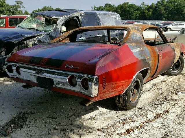 1D37H2B581243 - 1972 CHEVROLET CHEVELLE RED photo 4