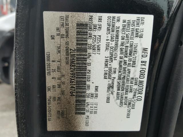 2LNHM82V99X614764 - 2009 LINCOLN TOWN CAR S BLACK photo 10