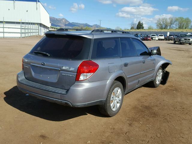 4S4BP60C487326271 - 2008 SUBARU OUTBACK GRAY photo 4