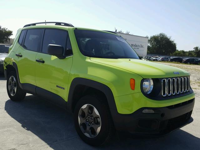 ZACCJBAB2HPF14394 - 2017 JEEP RENEGADE S GREEN photo 1