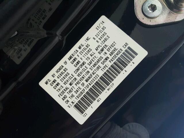 19UUB2F75FA000320 - 2015 ACURA TLX ADVANC BLACK photo 10