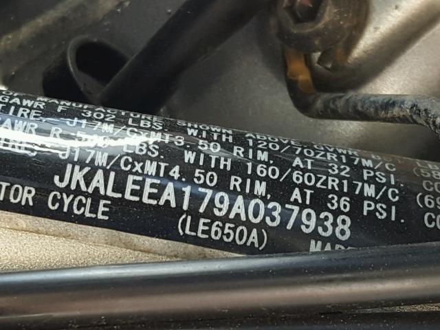 JKALEEA179A037938 - 2009 KAWASAKI LE650 A BLUE photo 10